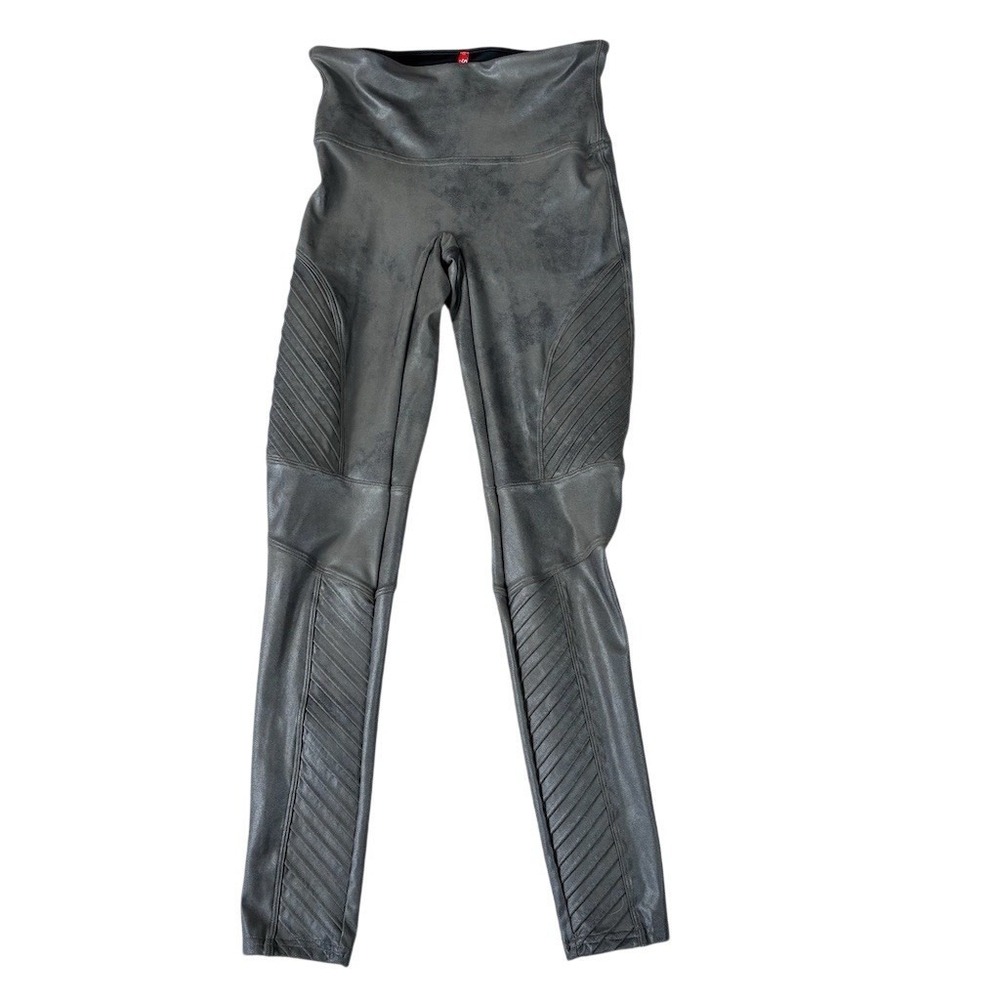 SPANX Moto Leggings Womens Size M Gunmetal Gray High Waist‎ Shaping Pull-On